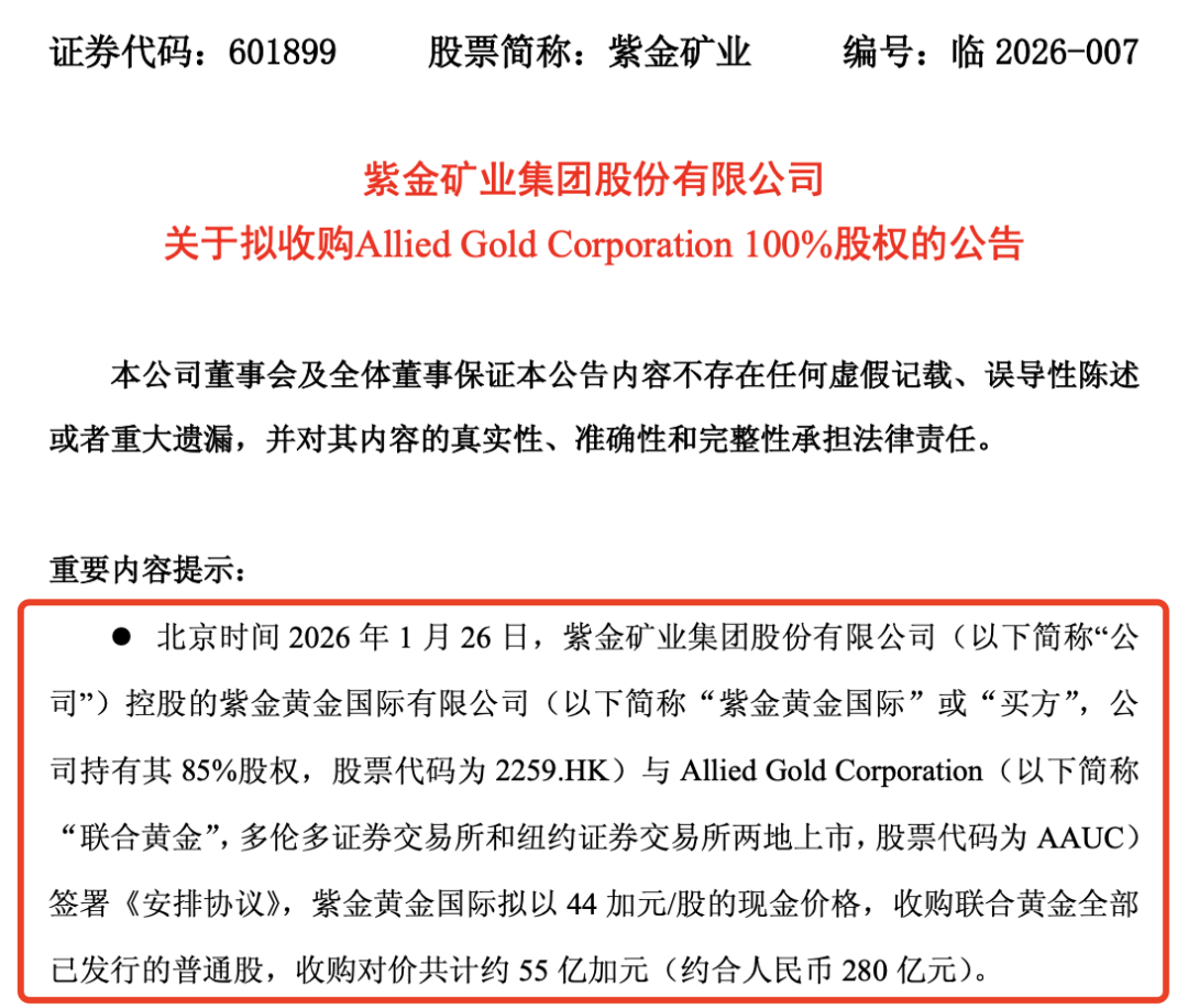 贵金属全线大涨！紫金矿业大举收购