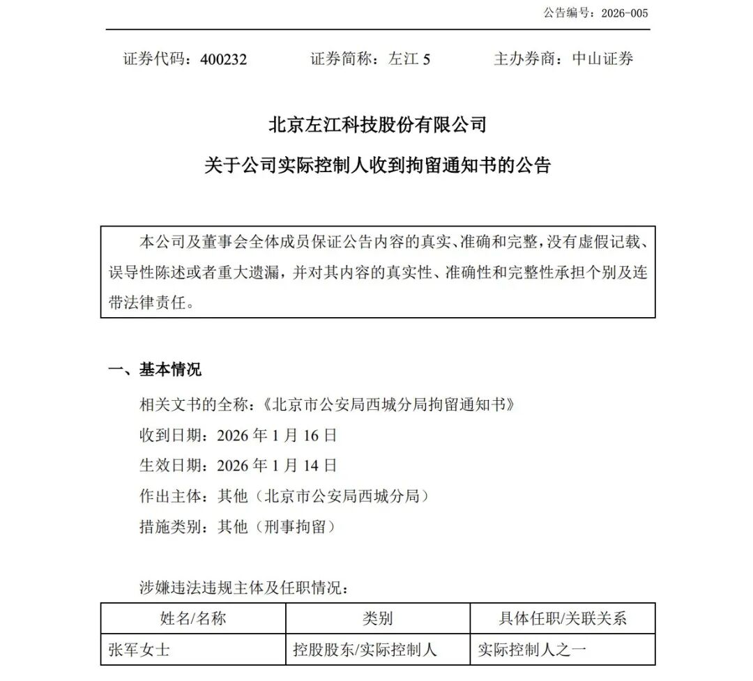 当年8倍妖股实控人被拘留！左江科技发生了什么？